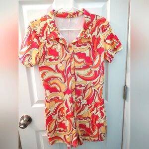 Retro-Design Pink and Yellow Romper Size XL